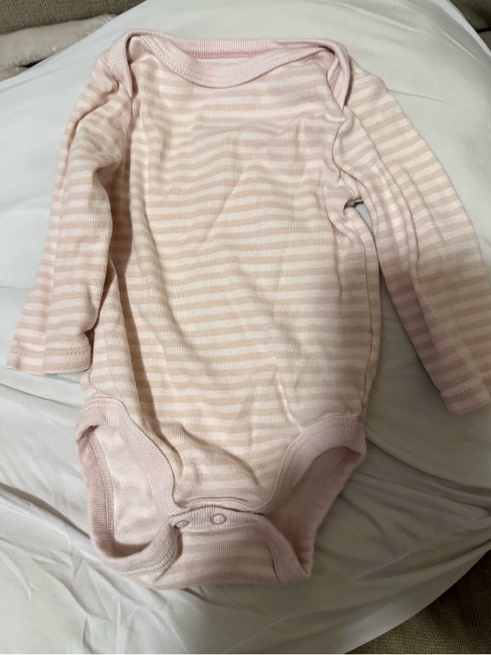 cloud island Pink and White Striped Long-Sleeve Baby One-Piece